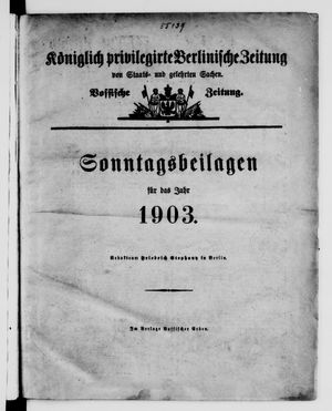 Königlich privilegirte Berlinische Zeitung von Staats- und gelehrten Sachen on Jan 1, 1903