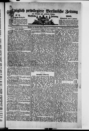 Königlich privilegirte Berlinische Zeitung von Staats- und gelehrten Sachen vom 03.01.1903