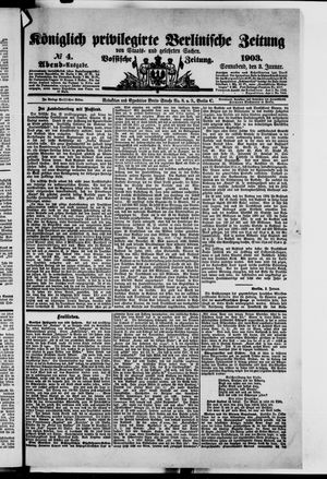 Königlich privilegirte Berlinische Zeitung von Staats- und gelehrten Sachen vom 03.01.1903