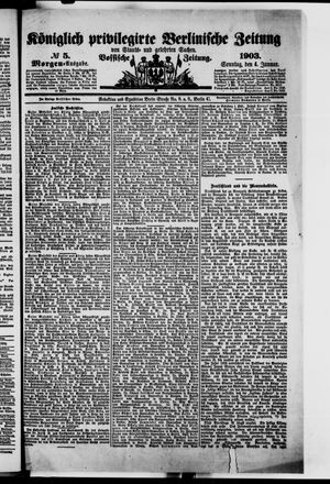 Königlich privilegirte Berlinische Zeitung von Staats- und gelehrten Sachen on Jan 4, 1903