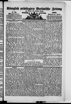 Königlich privilegirte Berlinische Zeitung von Staats- und gelehrten Sachen on Jan 7, 1903