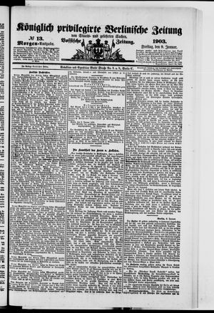 Königlich privilegirte Berlinische Zeitung von Staats- und gelehrten Sachen vom 09.01.1903