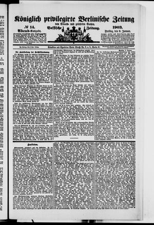 Königlich privilegirte Berlinische Zeitung von Staats- und gelehrten Sachen vom 09.01.1903