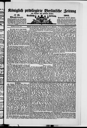 Königlich privilegirte Berlinische Zeitung von Staats- und gelehrten Sachen vom 10.01.1903
