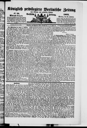 Königlich privilegirte Berlinische Zeitung von Staats- und gelehrten Sachen on Jan 12, 1903