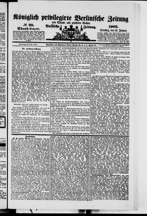 Königlich privilegirte Berlinische Zeitung von Staats- und gelehrten Sachen vom 13.01.1903