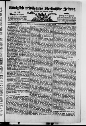 Königlich privilegirte Berlinische Zeitung von Staats- und gelehrten Sachen on Jan 16, 1903