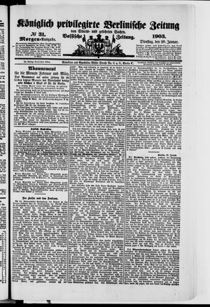 Königlich privilegirte Berlinische Zeitung von Staats- und gelehrten Sachen on Jan 20, 1903