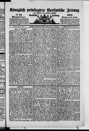 Königlich privilegirte Berlinische Zeitung von Staats- und gelehrten Sachen vom 26.01.1903