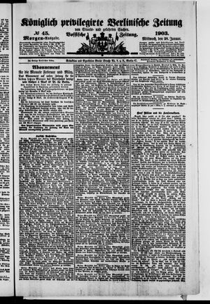 Königlich privilegirte Berlinische Zeitung von Staats- und gelehrten Sachen vom 28.01.1903