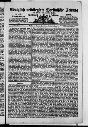 Königlich privilegirte Berlinische Zeitung von Staats- und gelehrten Sachen vom 28.01.1903