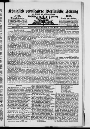 Königlich privilegirte Berlinische Zeitung von Staats- und gelehrten Sachen vom 02.02.1903