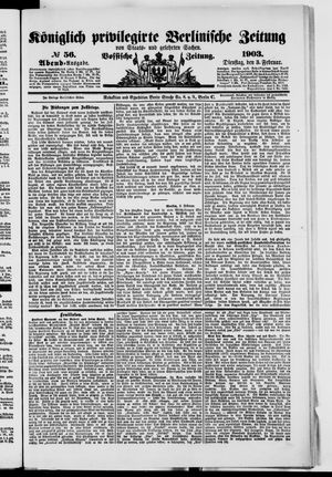 Königlich privilegirte Berlinische Zeitung von Staats- und gelehrten Sachen vom 03.02.1903