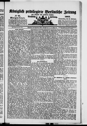 Königlich privilegirte Berlinische Zeitung von Staats- und gelehrten Sachen vom 12.02.1903