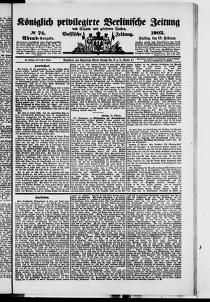 Königlich privilegirte Berlinische Zeitung von Staats- und gelehrten Sachen on Feb 13, 1903