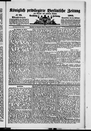 Königlich privilegirte Berlinische Zeitung von Staats- und gelehrten Sachen on Feb 14, 1903