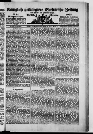 Königlich privilegirte Berlinische Zeitung von Staats- und gelehrten Sachen vom 18.02.1903
