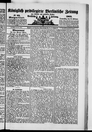 Königlich privilegirte Berlinische Zeitung von Staats- und gelehrten Sachen on Feb 19, 1903