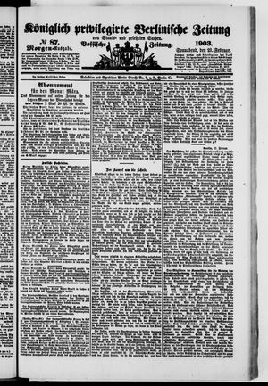 Königlich privilegirte Berlinische Zeitung von Staats- und gelehrten Sachen on Feb 21, 1903