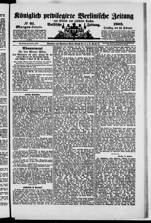 Königlich privilegirte Berlinische Zeitung von Staats- und gelehrten Sachen vom 24.02.1903