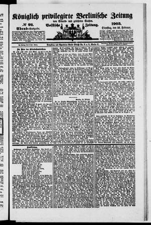 Königlich privilegirte Berlinische Zeitung von Staats- und gelehrten Sachen vom 24.02.1903