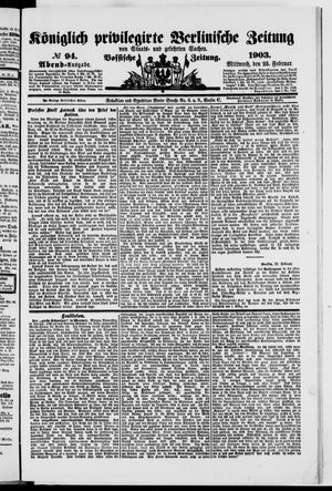 Königlich privilegirte Berlinische Zeitung von Staats- und gelehrten Sachen on Feb 25, 1903