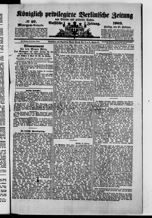 Königlich privilegirte Berlinische Zeitung von Staats- und gelehrten Sachen vom 27.02.1903