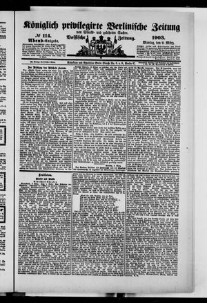 Königlich privilegirte Berlinische Zeitung von Staats- und gelehrten Sachen vom 09.03.1903