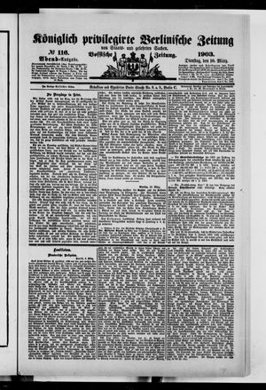 Königlich privilegirte Berlinische Zeitung von Staats- und gelehrten Sachen on Mar 10, 1903