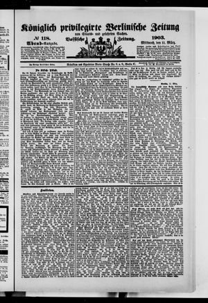 Königlich privilegirte Berlinische Zeitung von Staats- und gelehrten Sachen vom 11.03.1903