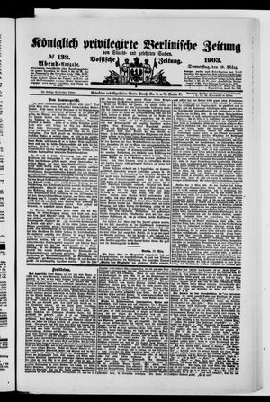 Königlich privilegirte Berlinische Zeitung von Staats- und gelehrten Sachen vom 19.03.1903