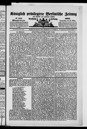 Königlich privilegirte Berlinische Zeitung von Staats- und gelehrten Sachen vom 26.03.1903