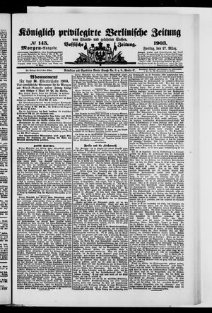 Königlich privilegirte Berlinische Zeitung von Staats- und gelehrten Sachen on Mar 27, 1903