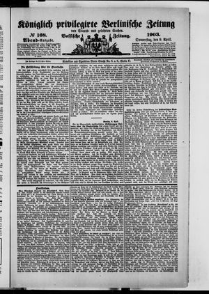 Königlich privilegirte Berlinische Zeitung von Staats- und gelehrten Sachen vom 09.04.1903