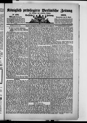 Königlich privilegirte Berlinische Zeitung von Staats- und gelehrten Sachen on Apr 11, 1903