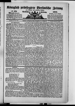 Königlich privilegirte Berlinische Zeitung von Staats- und gelehrten Sachen on Apr 14, 1903