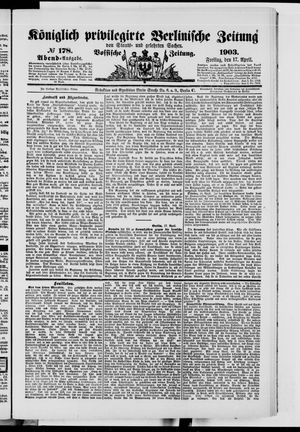 Königlich privilegirte Berlinische Zeitung von Staats- und gelehrten Sachen on Apr 17, 1903