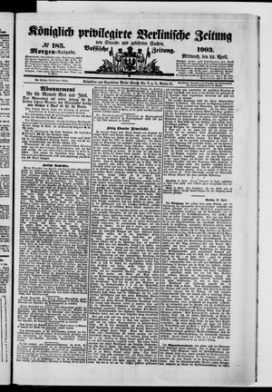 Königlich privilegirte Berlinische Zeitung von Staats- und gelehrten Sachen vom 22.04.1903