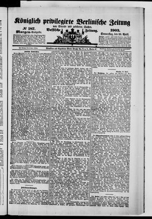 Königlich privilegirte Berlinische Zeitung von Staats- und gelehrten Sachen vom 23.04.1903