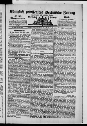 Königlich privilegirte Berlinische Zeitung von Staats- und gelehrten Sachen vom 28.04.1903
