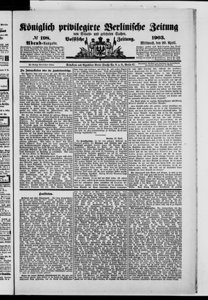 Königlich privilegirte Berlinische Zeitung von Staats- und gelehrten Sachen vom 29.04.1903