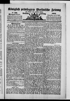 Königlich privilegirte Berlinische Zeitung von Staats- und gelehrten Sachen on Apr 30, 1903