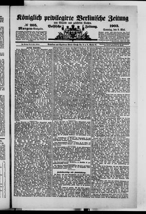 Königlich privilegirte Berlinische Zeitung von Staats- und gelehrten Sachen on May 3, 1903