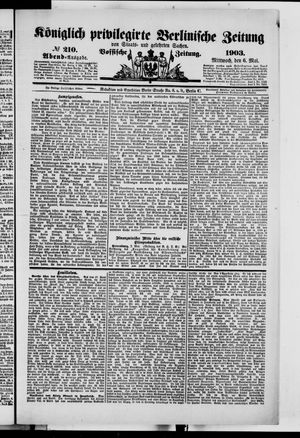 Königlich privilegirte Berlinische Zeitung von Staats- und gelehrten Sachen on May 6, 1903