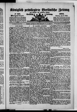 Königlich privilegirte Berlinische Zeitung von Staats- und gelehrten Sachen on May 10, 1903