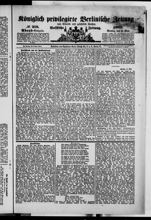 Königlich privilegirte Berlinische Zeitung von Staats- und gelehrten Sachen on May 11, 1903