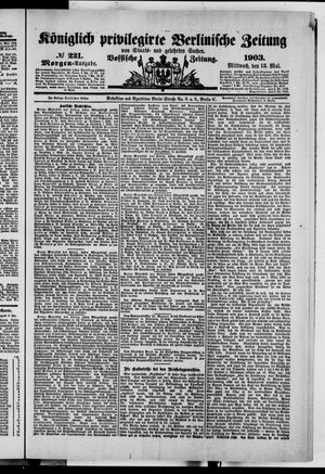 Königlich privilegirte Berlinische Zeitung von Staats- und gelehrten Sachen vom 13.05.1903