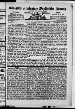 Königlich privilegirte Berlinische Zeitung von Staats- und gelehrten Sachen on May 13, 1903
