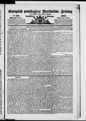 Königlich privilegirte Berlinische Zeitung von Staats- und gelehrten Sachen vom 18.05.1903