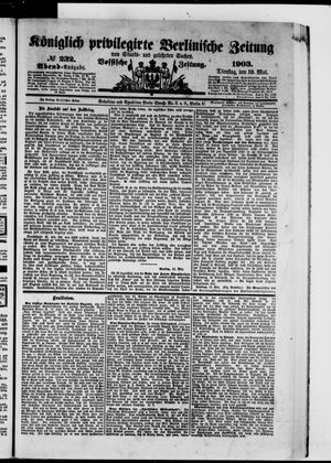 Königlich privilegirte Berlinische Zeitung von Staats- und gelehrten Sachen vom 19.05.1903